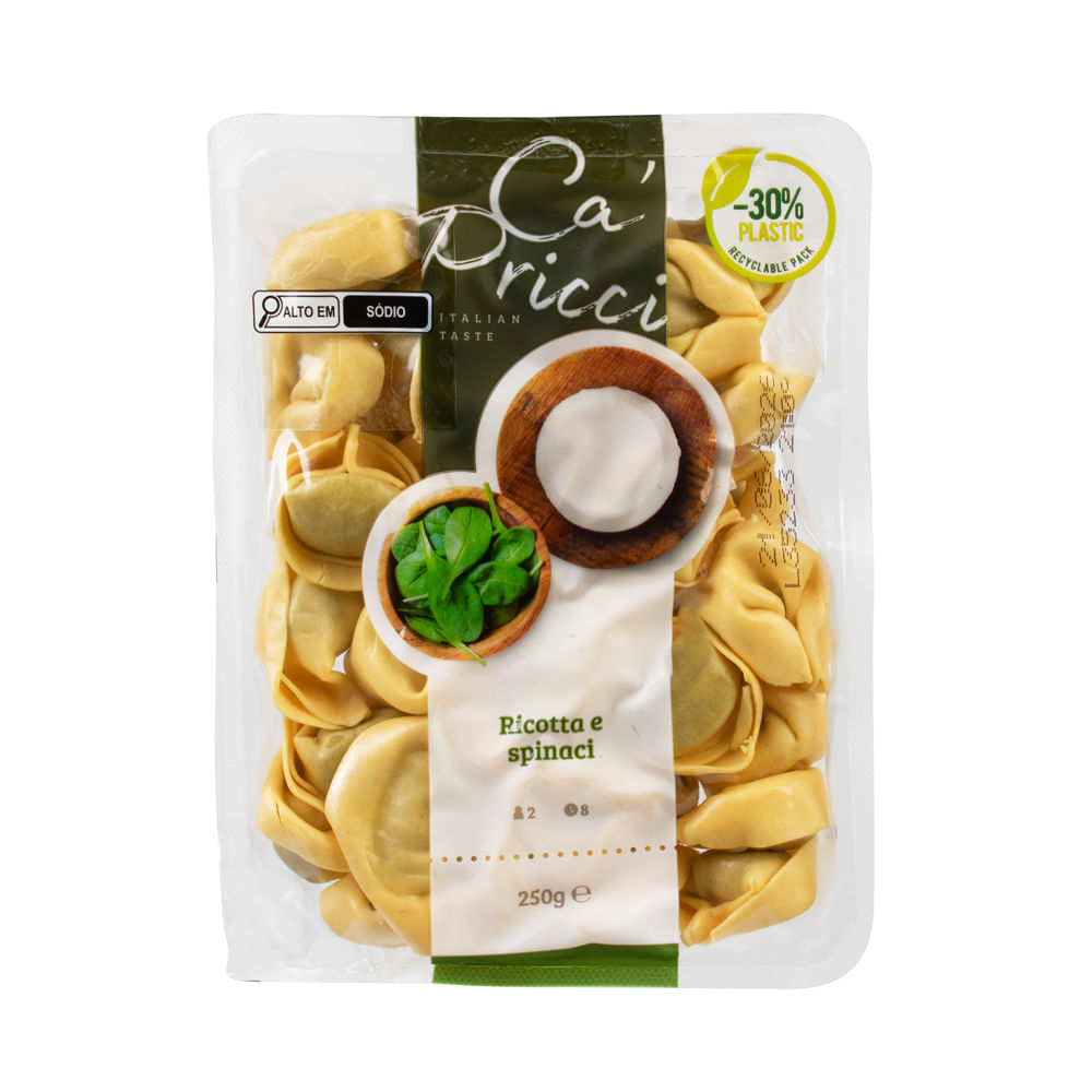 Tortelloni Italiano Ricota e Espinafre Cá Pricci 250g