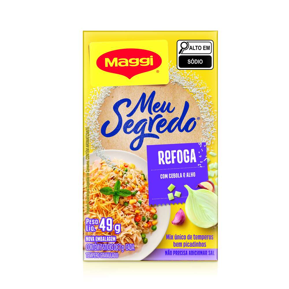 Tempero Granulado Refoga Cebola e Alho Maggi Meu Segredo Caixa 49g