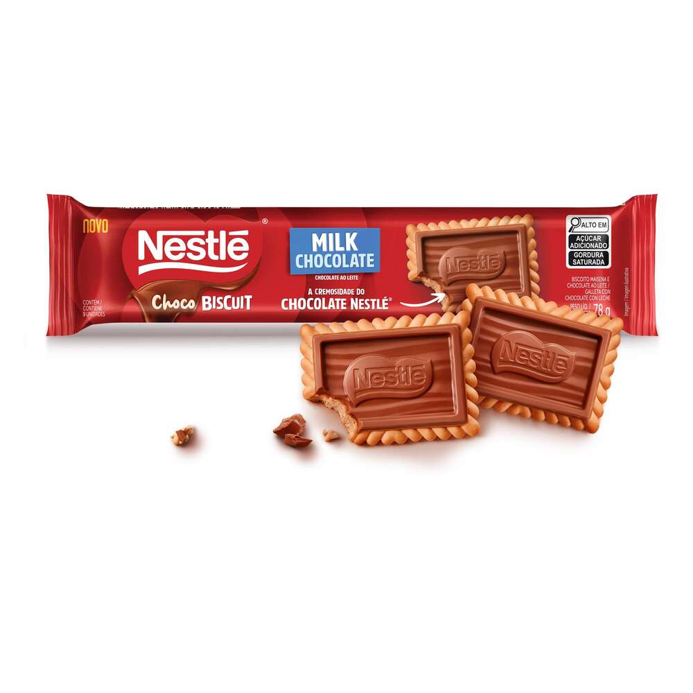 Biscoito com Chocolate Chocobiscuit Nestlé Ao Leite 78g