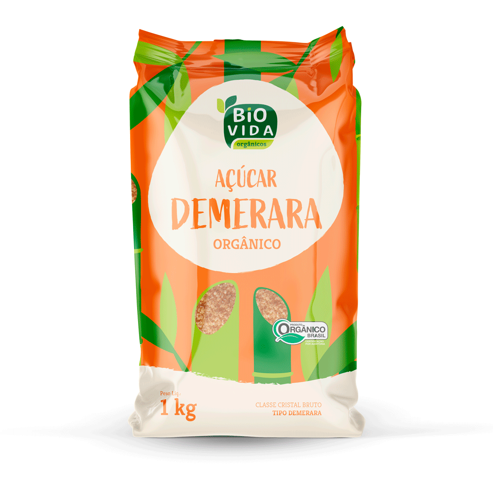 Açúcar Cristal Orgânico Bio Vida Demerara 1kg