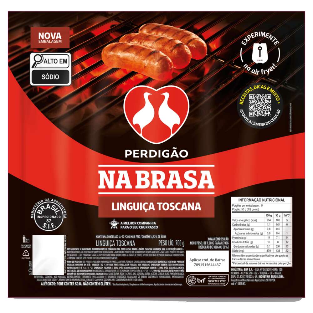 Linguiça Toscana Perdigão Na Brasa 700g