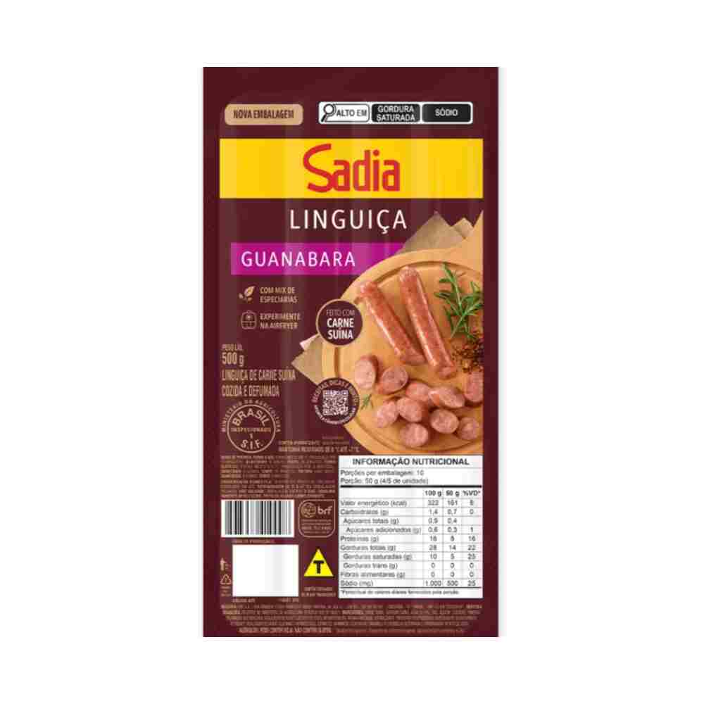 Linguiça Suína Fina Cozida Sadia Guanabara A Vácuo 500g