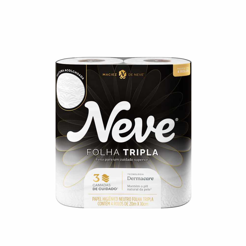Papel Higiênico Folha Tripla Neve Supreme Dermacare Pacote Com 4 Unidades
