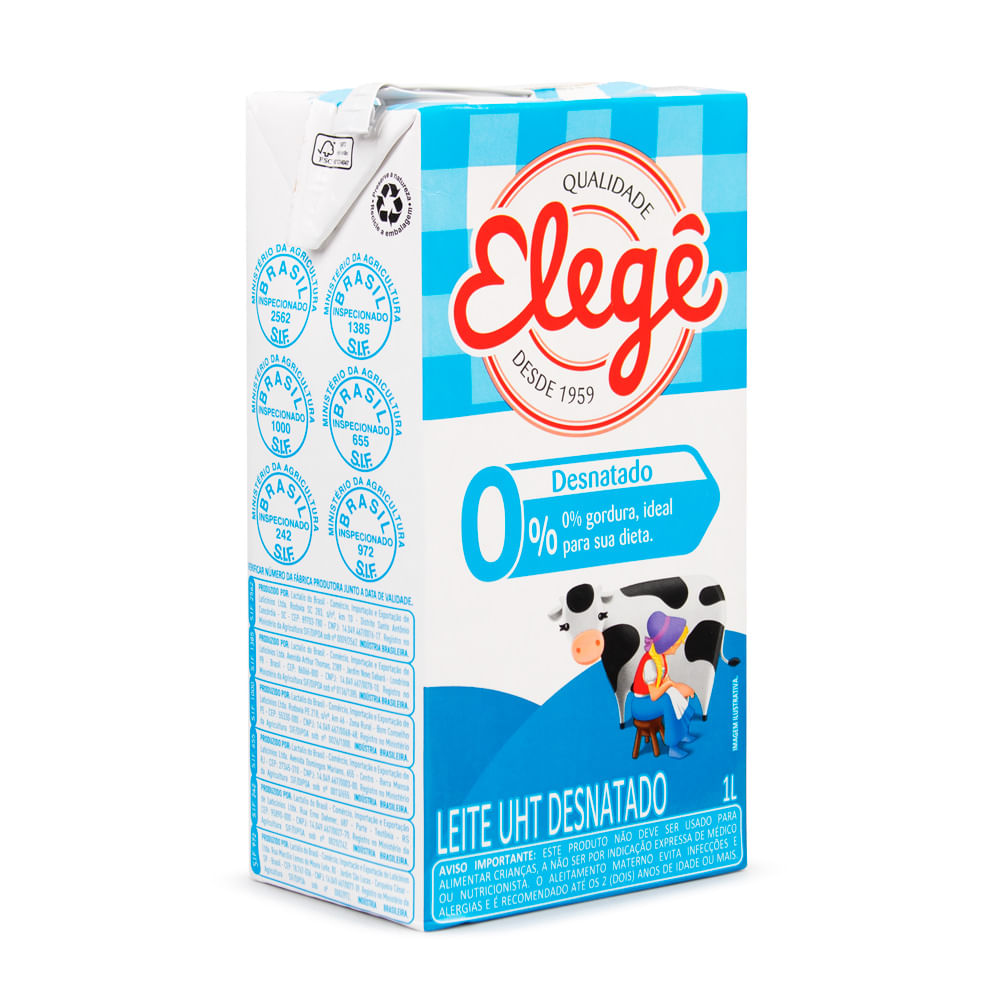 Leite Longa Vida Desnatado Elegê Tetra Pak 1 L