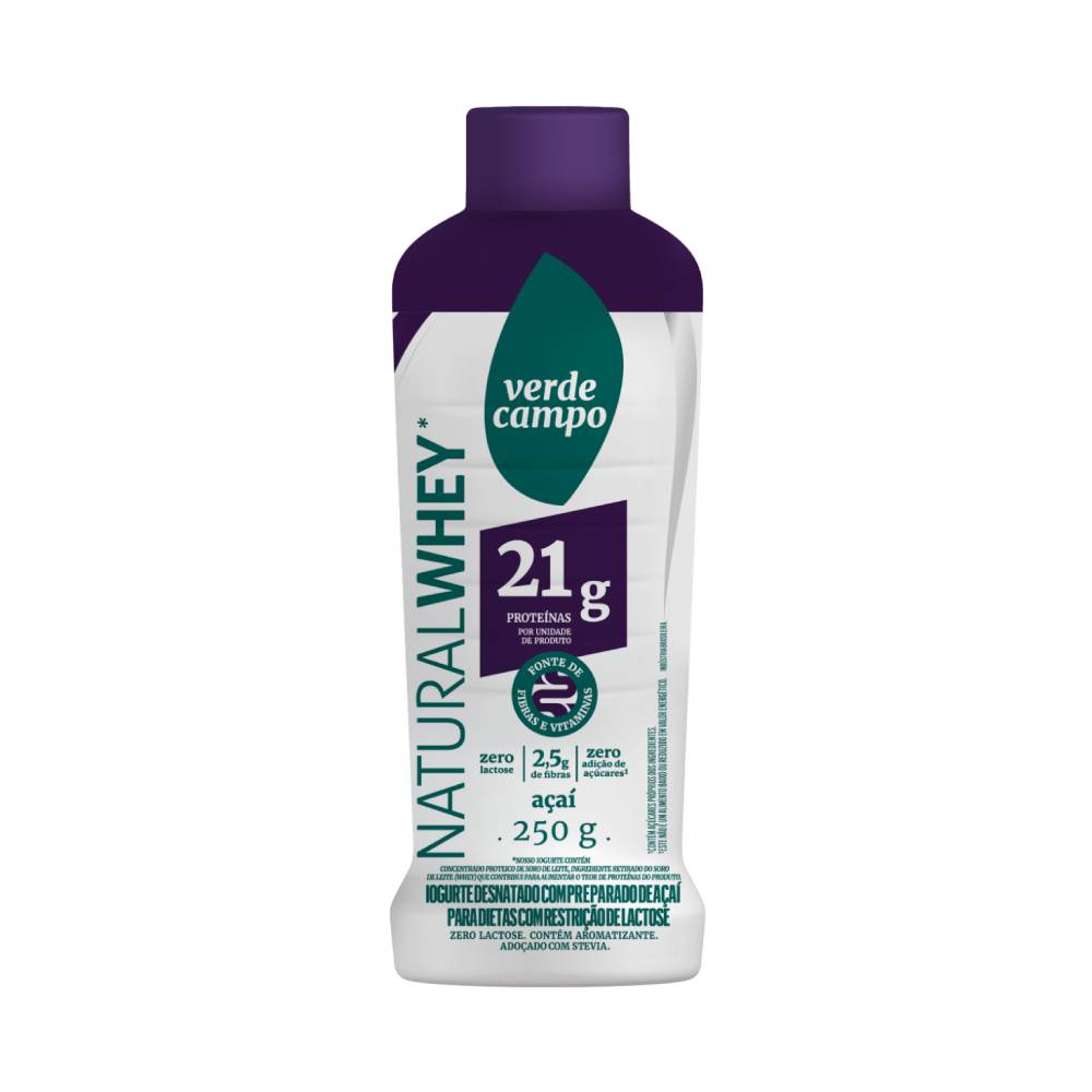 Iogurte Sem Lactose Açaí Verde Campo Natural Whey 21g 250g