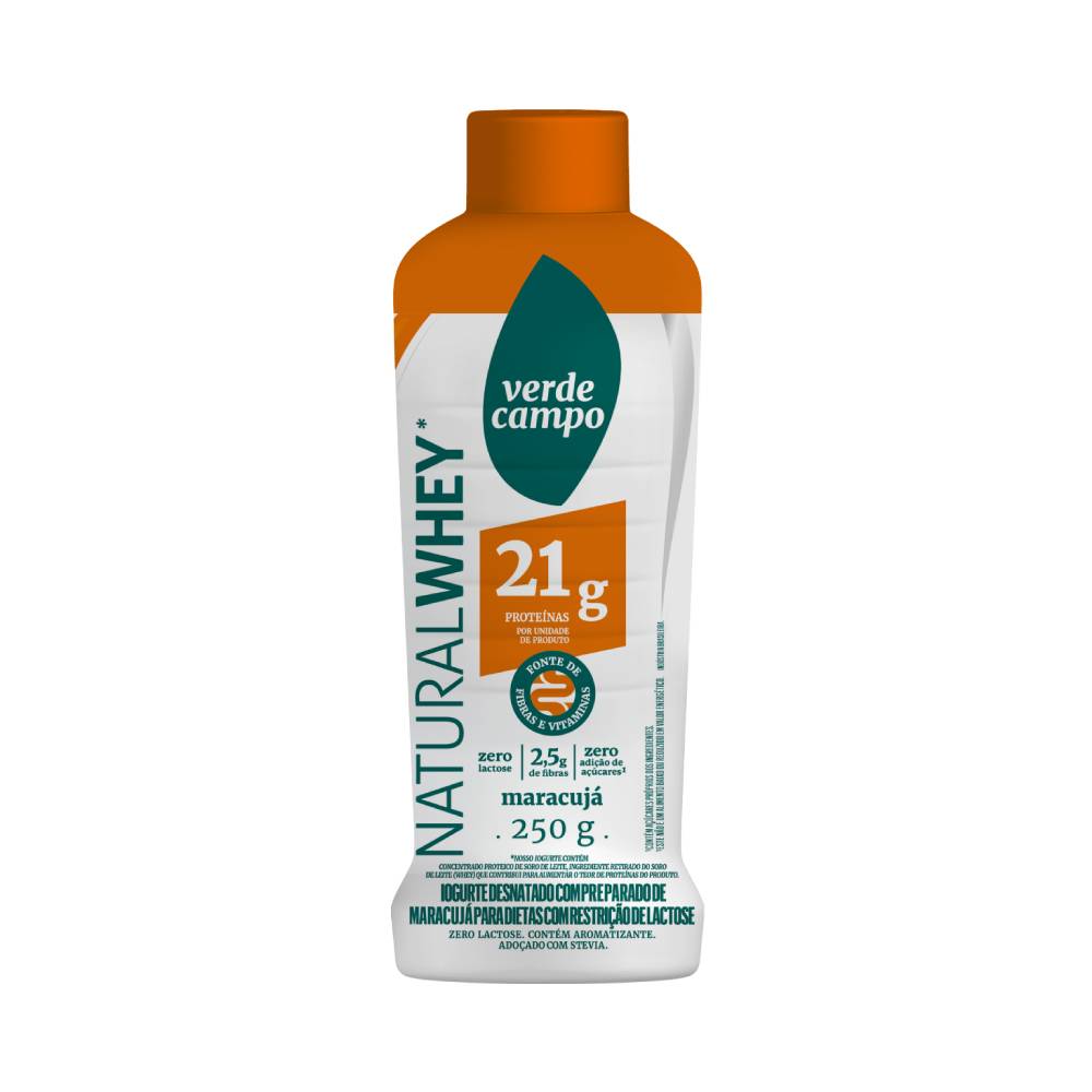Iogurte Sem Lactose Maracujá Verde Campo Natural Whey 21g 250g