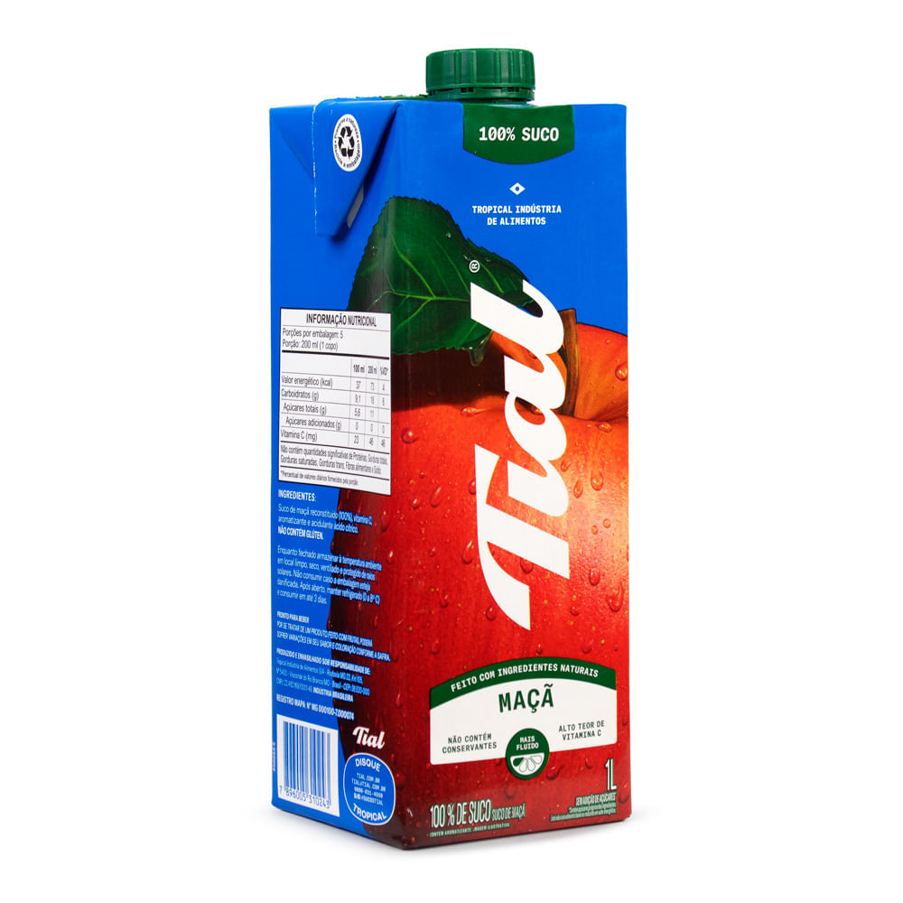 Suco Tial Maçã e Pêssego 100% 1L