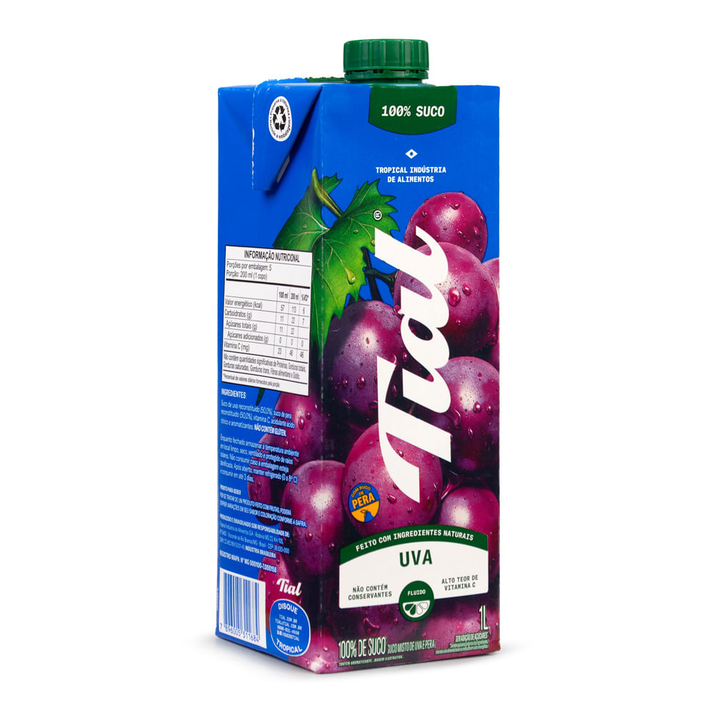 Suco Tial Uva e Pera 100% 1L