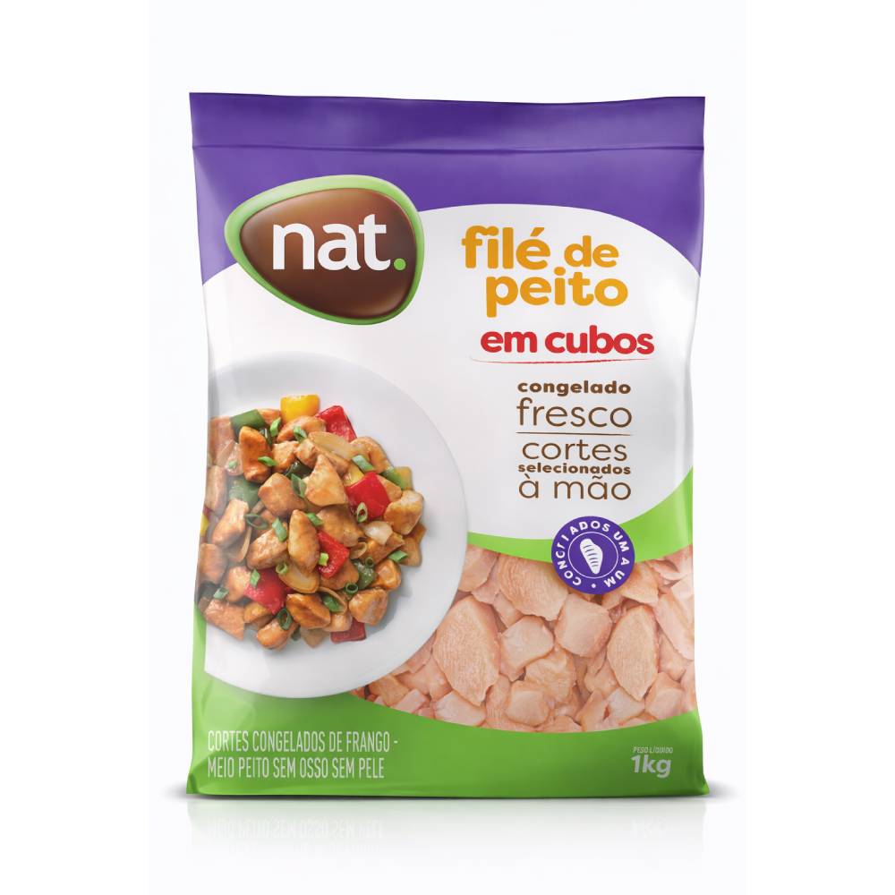 Filé de Peito em Cubos Nat IQF 1kg