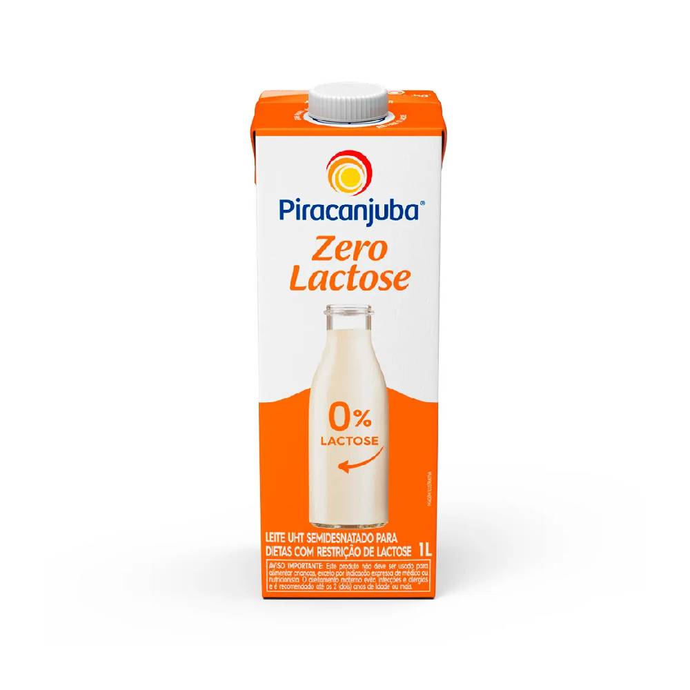 Leite UHT Pirakids Zero Lactose Integral Piracanjuba 1L