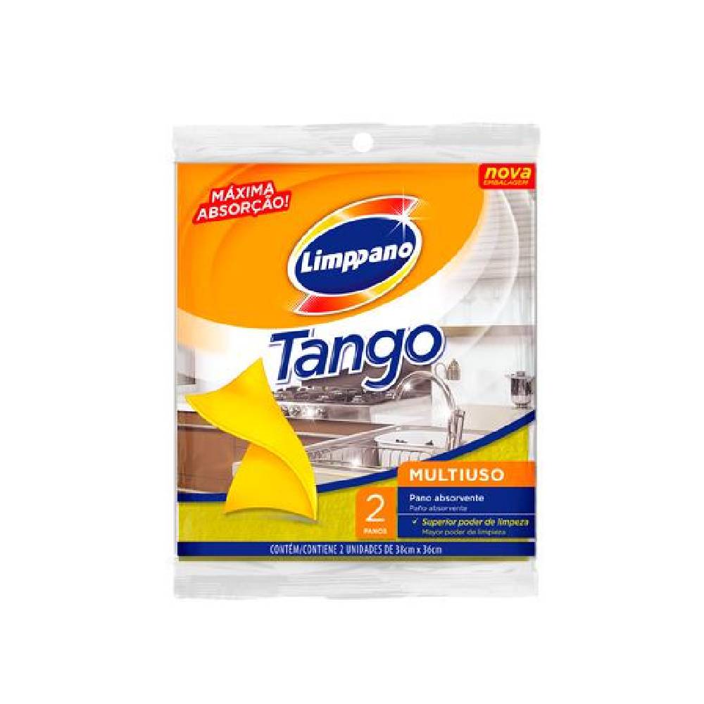 Pano de Limpeza Superabsorvente Limppano Tango 38X36 com 2 Unidades