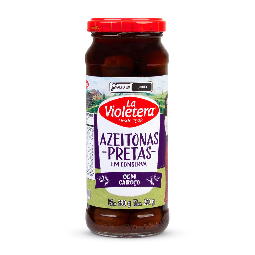 Azeitona Preta com Caroço La Violetera Vidro 200g