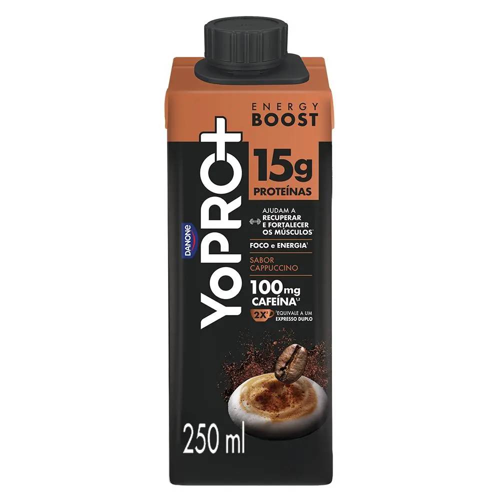 Bebida Láctea Cappuccino Zero Lactose Yopro Energy Boost Caixa 250ml