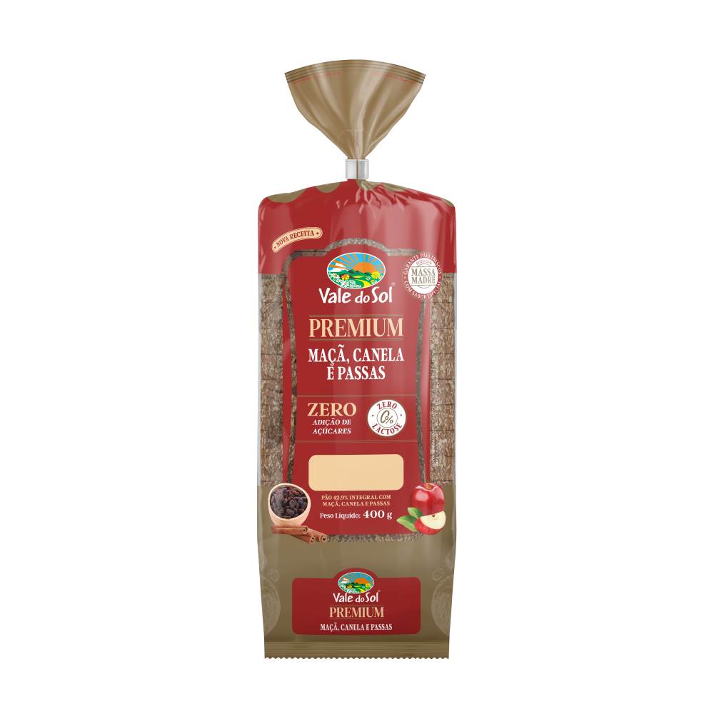 Pão Integral Vale do Sol Maçã, Canela e Passas 400g