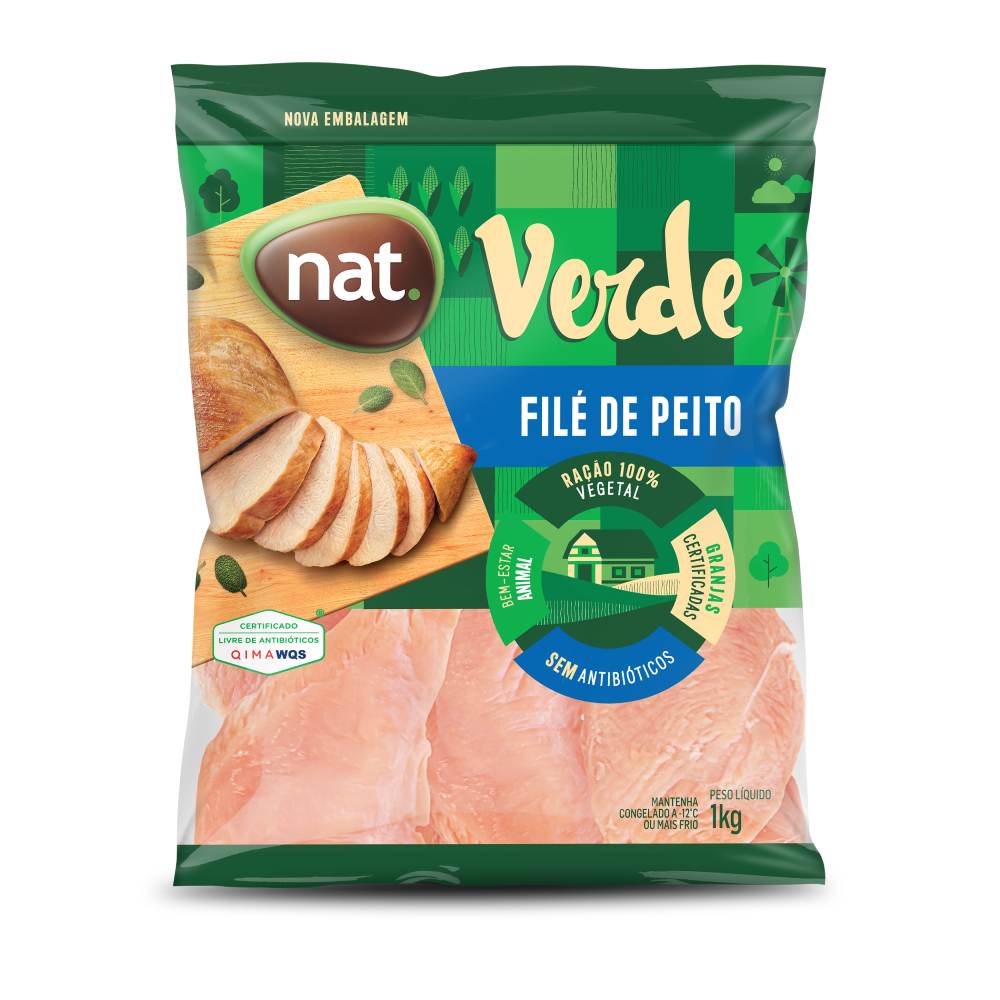 Filé de Peito de Frango Congelado IQF Nat Verde 1Kg