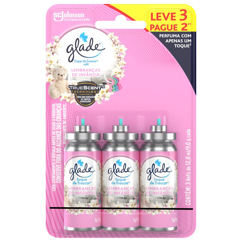 Purificador de Ar Glade Lembranças de Infância Refil Leve 3 Pague 2 12ml Cada