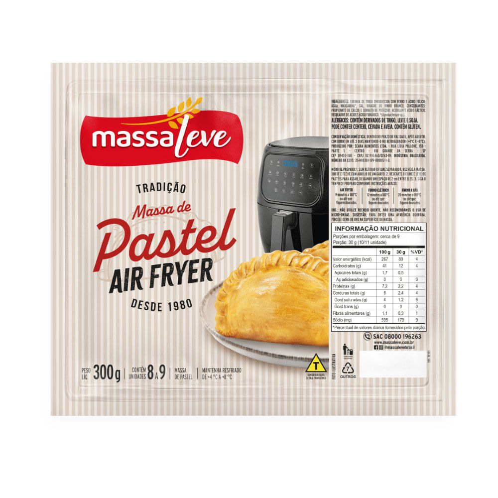 Massa Para Pastel Air Fryer Massa Leve 300g