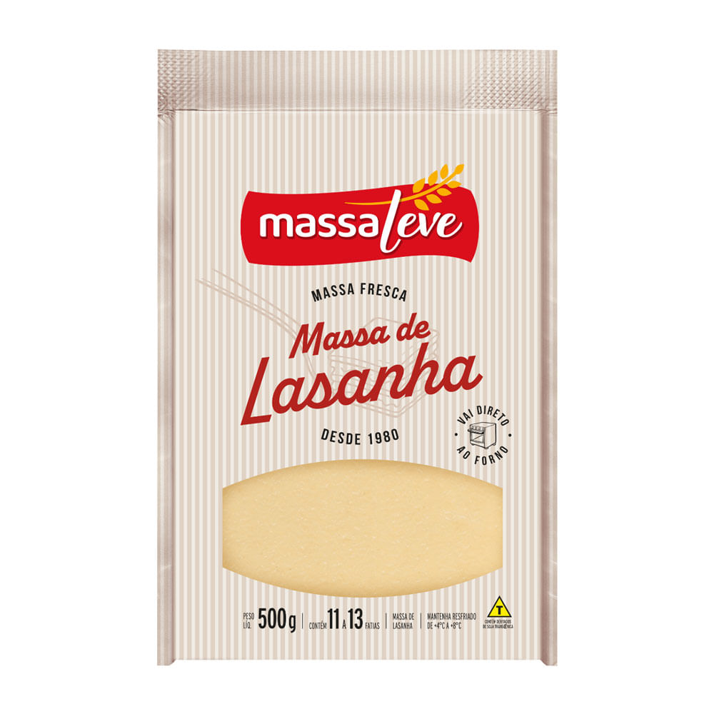 Massa de Lasanha Direto ao Forno Massa Leve 500g