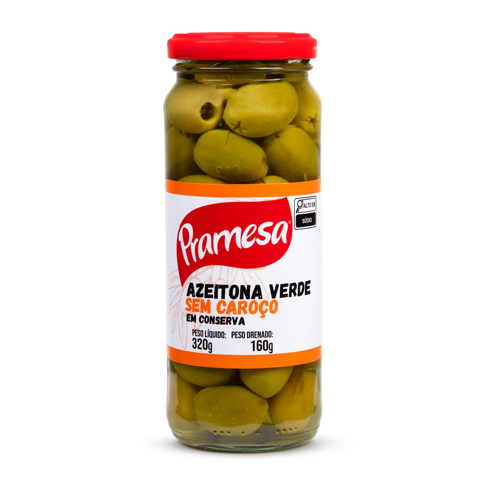 Azeitona Verde sem Caroço Pramesa 160g