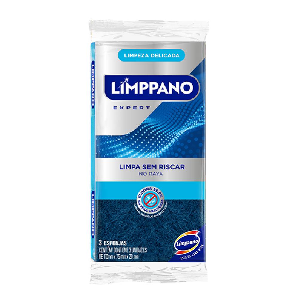 Esponja para Louça Antiaderente Limppano Não Risca  3 Unidades
