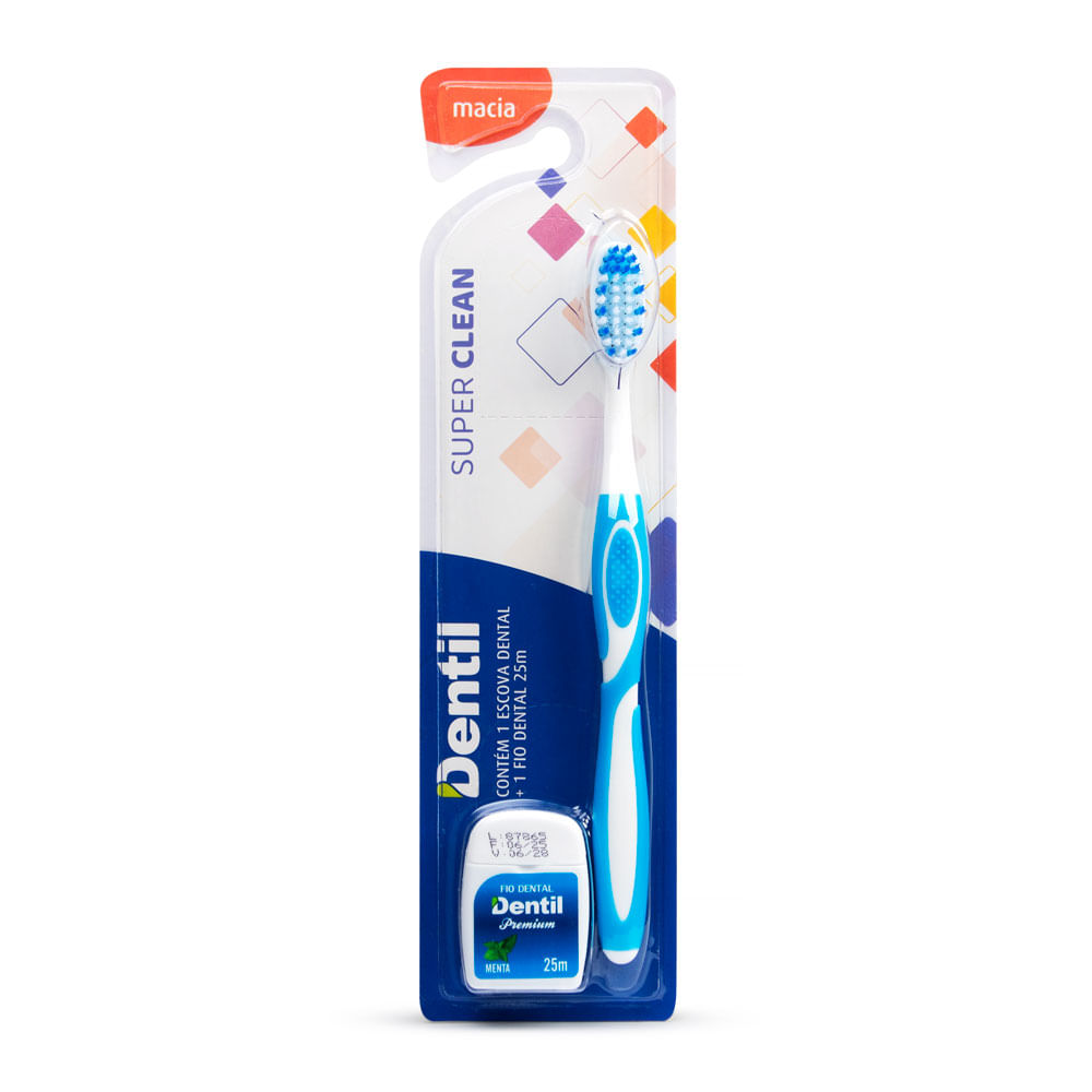 Escova Dentil Super Clean+Fio Dental 25M