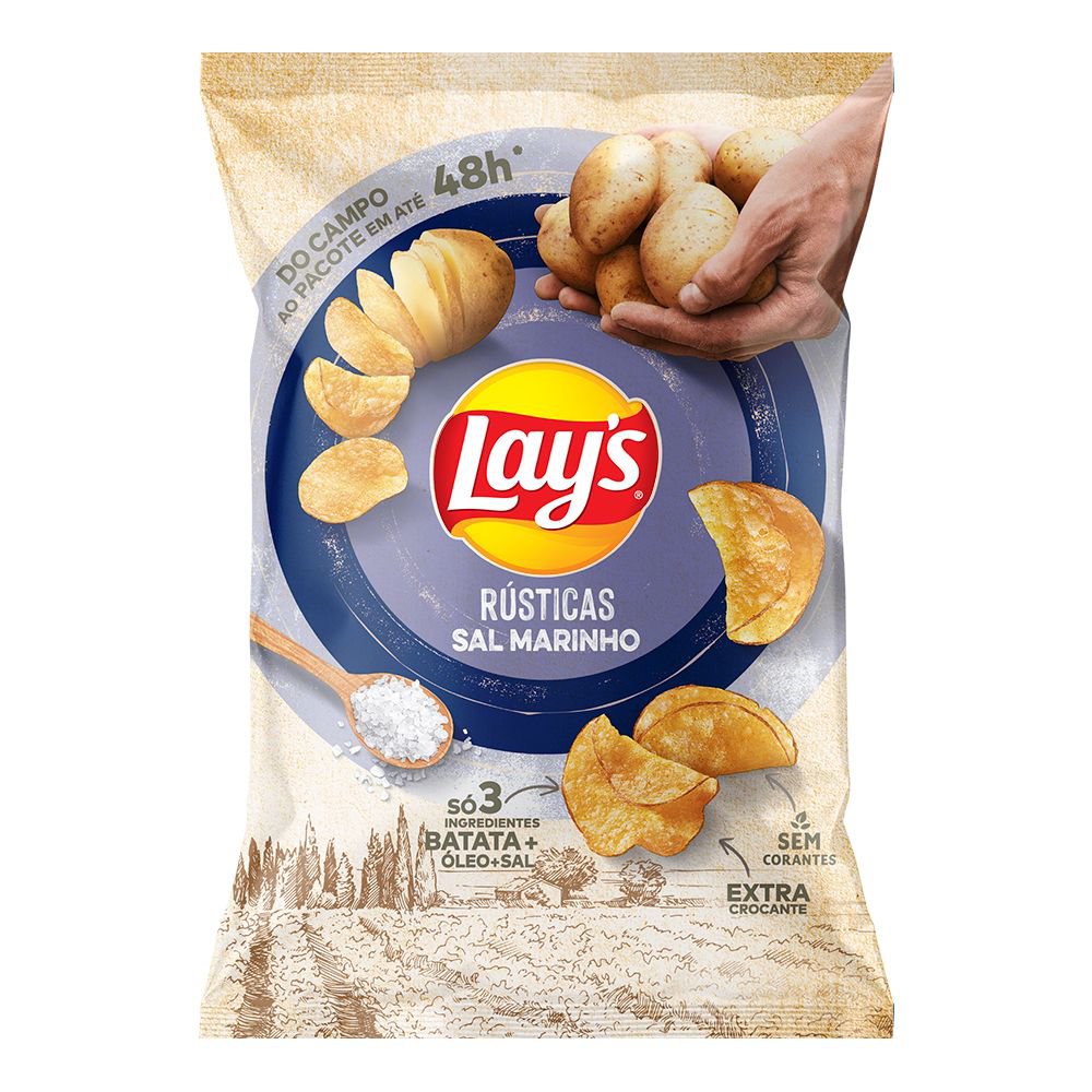 Batata Frita Lays Rústica Sal Marinho 68g