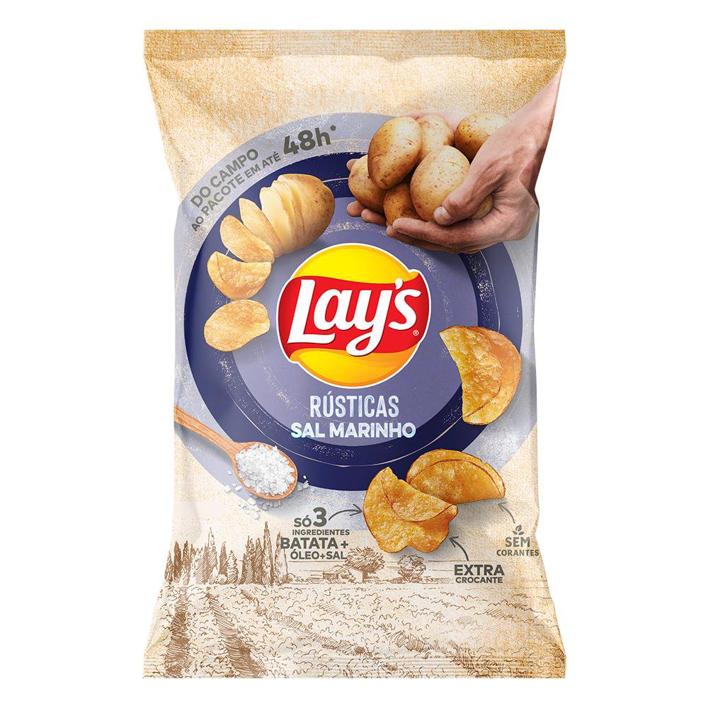 Batata Frita Lays Rústica Sal Marinho 108g
