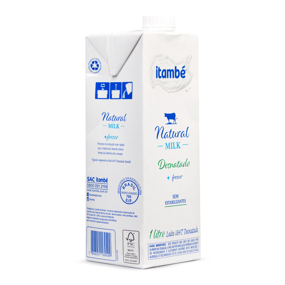 Leite Itambé Nat Milk Desnatado 1L